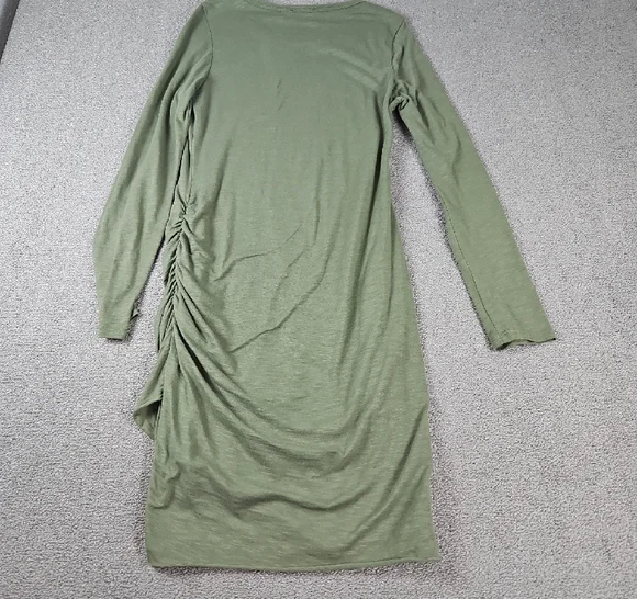 Pink Lily Heathered Green Bodycon Ruched Side Gather Long Sleeve Crew Sz Medium - Picture 2 of 9